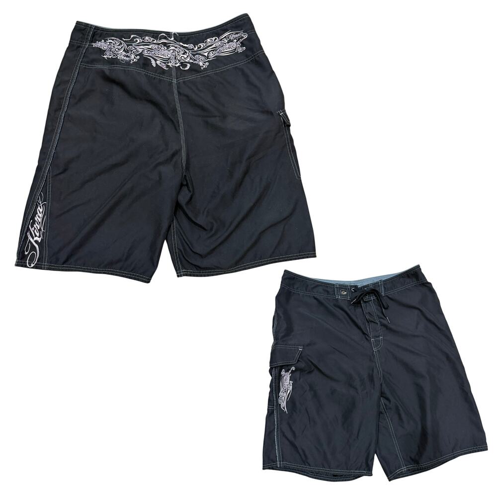 Vintage Y2K Grail Kirra Embroidered Baggy Board Short 38 Street Swim Trunks Surf